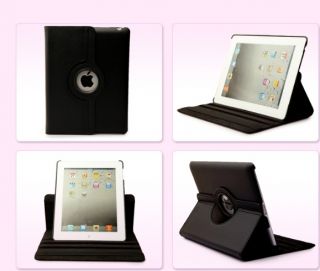 For New IPAD4 2 3 360° Rotating Leather Case Smart Cover Swivel Stand 