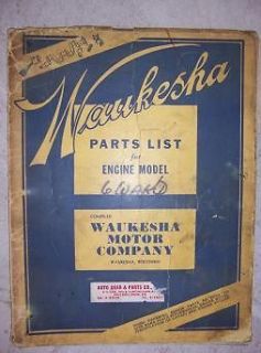 1948 waukesha engine 6wakd 6wakdm repair parts list k time