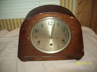 Antique Key Wind Westminster Chime Mantel Clock Foreign