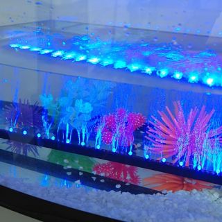 Aquarium Fish Tank Airstone Up Bubble LED Light Blue White Purple 