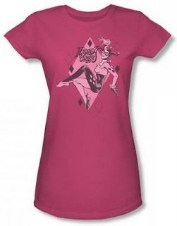 DC Harley Quinn Juniors Hot Pink Sheer Cap Sleeve T Shirt DCO256 JS