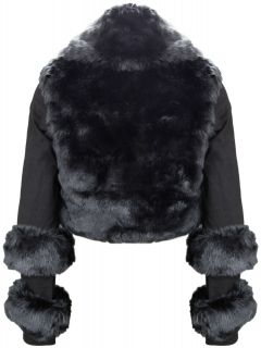 Hunt No More Lifting Me Black Faux Fur Bolero Jacket