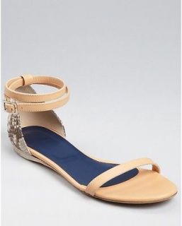 tibi amber flat in nude python