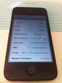 Apple iPhone 4  16 GB  BLACK AT&T Smartphone * FW VERSION 1.59.00 