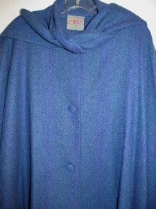 Triona Ardara Donegal Ireland Hand Woven Tweed Blue Cape Sleeves One 