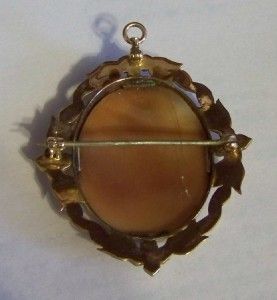 Antique 1931 10K Solid Gold Italian Cameo MOTHER AND CHILD in a Swing