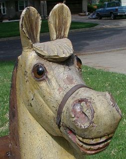 Antique C w Dare Carved Wooden Folk Art Carousel Horse