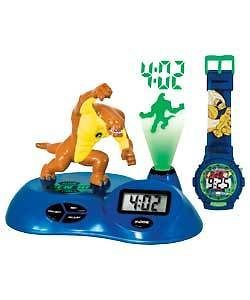 BRAND NEW ON TIME GIFT SET/BEN 10 ALIEN FORCE PROJECTION CLOCK AND LCD 
