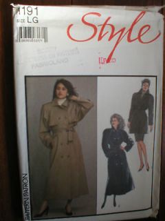 Vintage STYLE Pattern 1191 Misses Trench Coat or Jacket Size Large