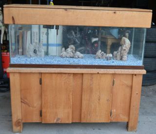 100 Gallon Fish Tank w Solid Wood Stand Canopy