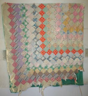 Antique Cutter 1930s Around the World Quilt Piece Perfect for 