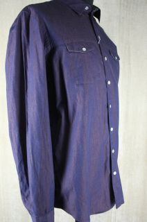 Armani COLLEZIONI Shimmer Dark Purple Classic Button Dress Shirt Large 