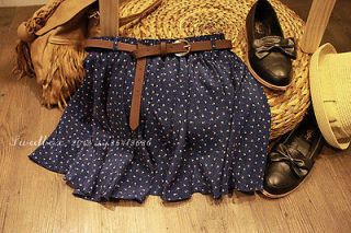 Blue Fashion Pleated Floral Chiffon Women Ladies Cute Mini Skirt with 