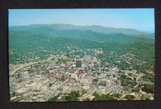 1960s Aerial View of Town Asheville NC Buncombe Co Postcard North 