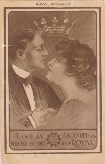 Postcard Love An Arcanum Man Royal Arcanum Coupleembracing Crown 1910 