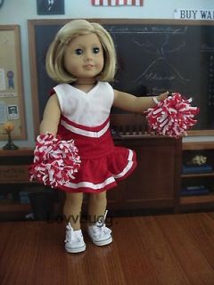Red Cheerleader fits American Girl + Bitty Baby Doll +MULTI CLOTHES 