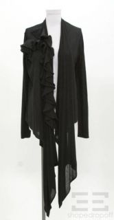 Armani COLLEZIONI Black Cashmere Knit Ruffle Front Cardigan Size 6 
