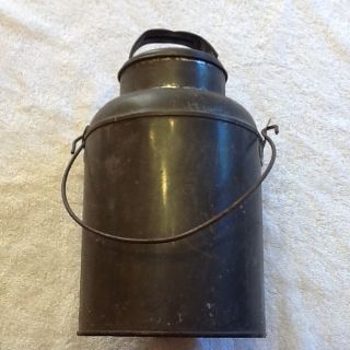 Antique Cream Milk Can Container with Handle Lid 4