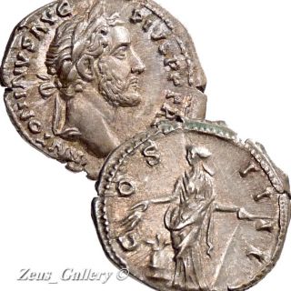 ANTONINUS PIUS Ancient Roman Denarius Silver Coin COS IIII Annona 