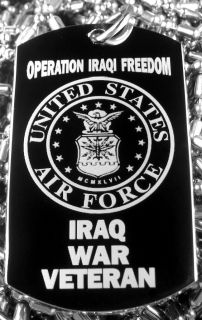 US Air Force War Vet   Iraq   Iraqi Freedom (OIF) Dog Tag Necklace