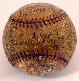 1930 NY Yankees Team Signed Autographed Baseball w/ BABE RUTH LELANDS 