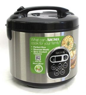 Aroma ARC 150SB 20 Cup Cooked Digital Rice Cooker Food Steamer Black 
