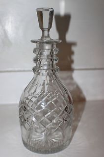 antique irish english cut crystal decanter 11 tall time left