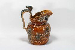 Brownware 1850s Circa Arthur Wood English Pitcher with A Horse Head 