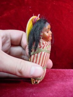   1950s native american papoose baby doll indian wall art miniature