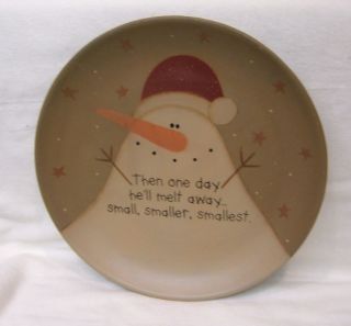 Primitive Folk Art Snowman Plate Country Christmas Plate 12