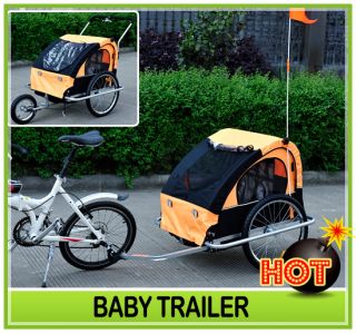 baby bicycle bike trailer jogger stroller orange black 61 0001
