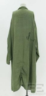 Cynthia Ashby Olive Green Linen Safety Pin Closure Jacket Large