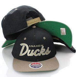NEW anaheim mighty ducks snapback hat black tan   green under brim 