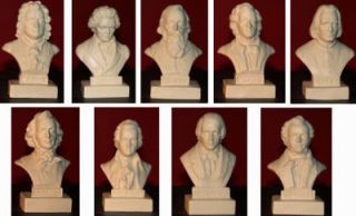 NEW Halbe Set of 9 Composer Heads PORCELAIN Statuettes Busts FREE 