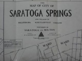 1958 Road Map Saratoga Springs Ballston Spa New York