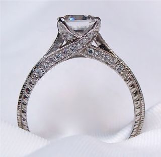 50ct Asscher Cut Engagement Ring 14k Solid Gold
