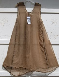Cynthia Ashby Roux Camel Light Weight Silk Tulle A Line Apron Tunic 
