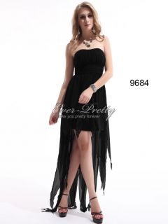 Asymmetric Hem NWT Black Ruffes Strapless High Low Prom Dress 09684 AU 