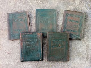 ANTIQUE LITTLE LEATHER LIBRARY POEMS BOOK LOT  WHITTIER, BURNS 