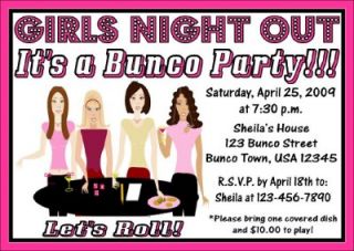 12 Bunco Invitations Bunko Dice Game Party Girls Night