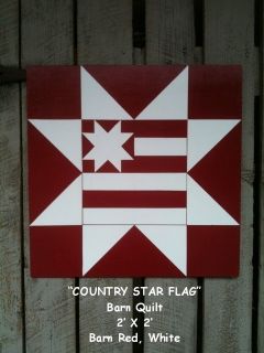 Barn Quilt Hand Painted Sign Country Star Flag