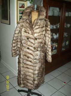 brown blue silver sheared Fox gray MINK real FUR long full length coat 