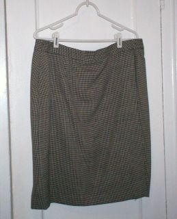 BARRIE PACE Tailleur Gold Black & White Check Wool Lined Skirt, 20 