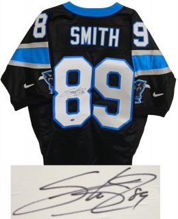STEVE SMITH Signed Panthers Black Nike Authentic Jersey   SCHWARTZ