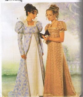   Empire Dress Gown Coat Jane Austen Costume Pattern 18 20 22