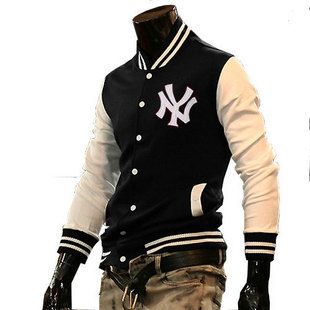 Weilin Slim Stylish Premium NY Baseball Jacket Uniform Black Navy Red 