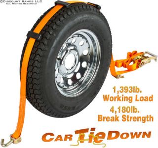 New Auto Car Wheel Tire Bonnet Ratchet Tie Down Strap WTD Rat Swivel 