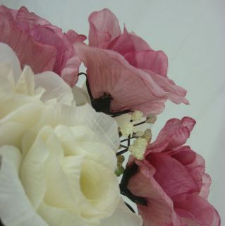   Crinkle Roses MAUVE CREAM Wedding Flowers BULK Artificial arrangements