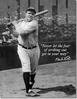 Vintage Retro Tin Sign Babe Ruth Yankees Baseball