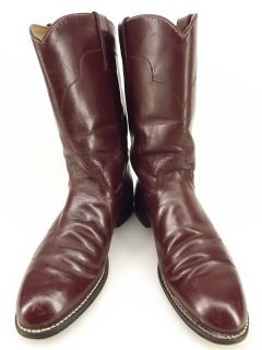 Womens cowboy boots burgundy leather Tony Lama 6 B western roper